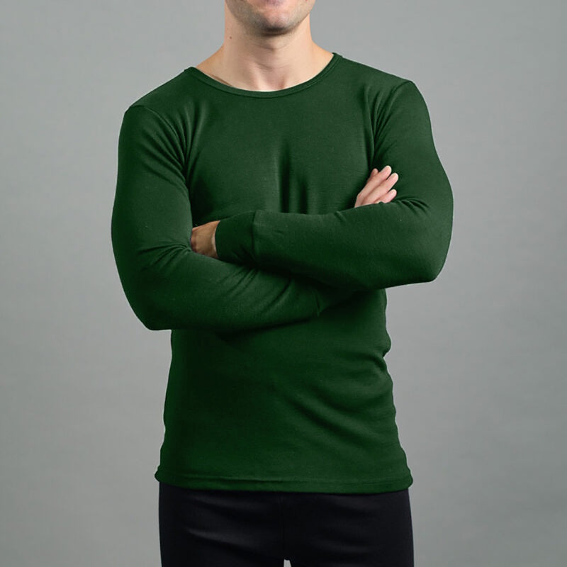 Merino Skins Mens Lite Long Sleeve T-Shirt (Green)