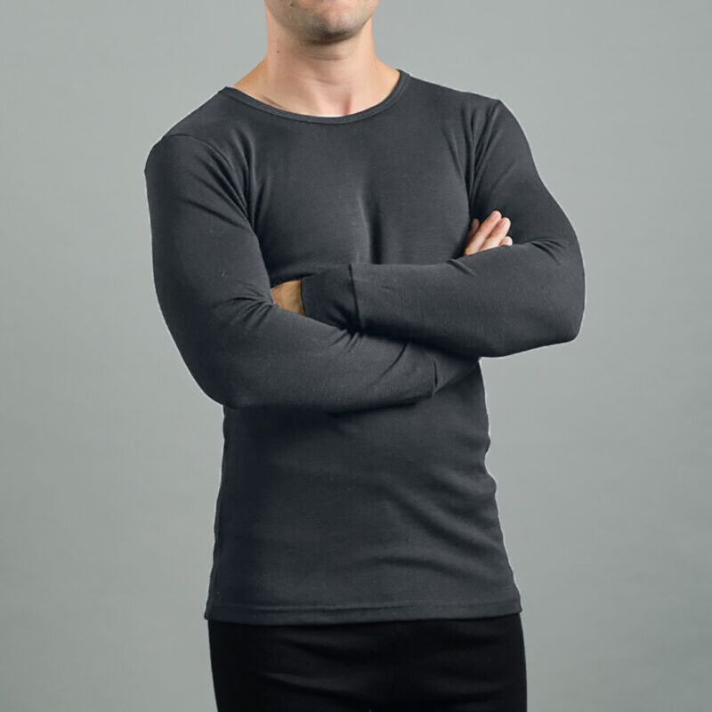 Merino Skins Mens Lite Long Sleeve T-Shirt (Grey)