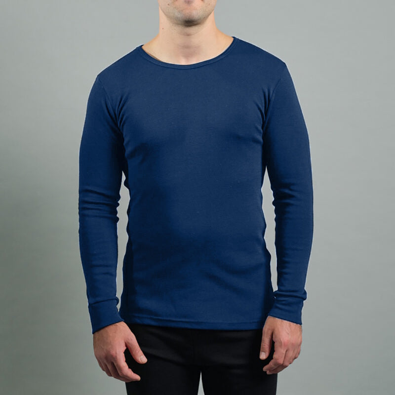 Merino Skins Mens Lite Long Sleeve T-Shirt (Navy)