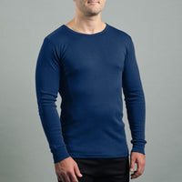 Merino Skins Mens Lite Long Sleeve T-Shirt (Navy)