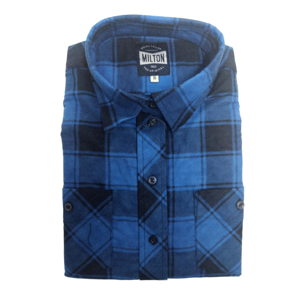 Milton Women's Full Button Flannelette Shirt in Royal/Navy