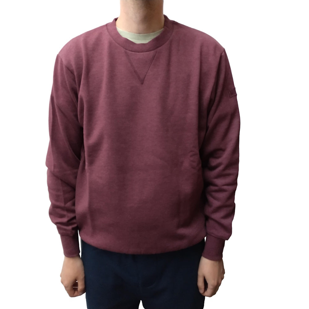 Front of Milton Mens Crew Neck Top in Burgundy