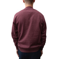 Back of Milton Mens Crew Neck Top in Burgundy