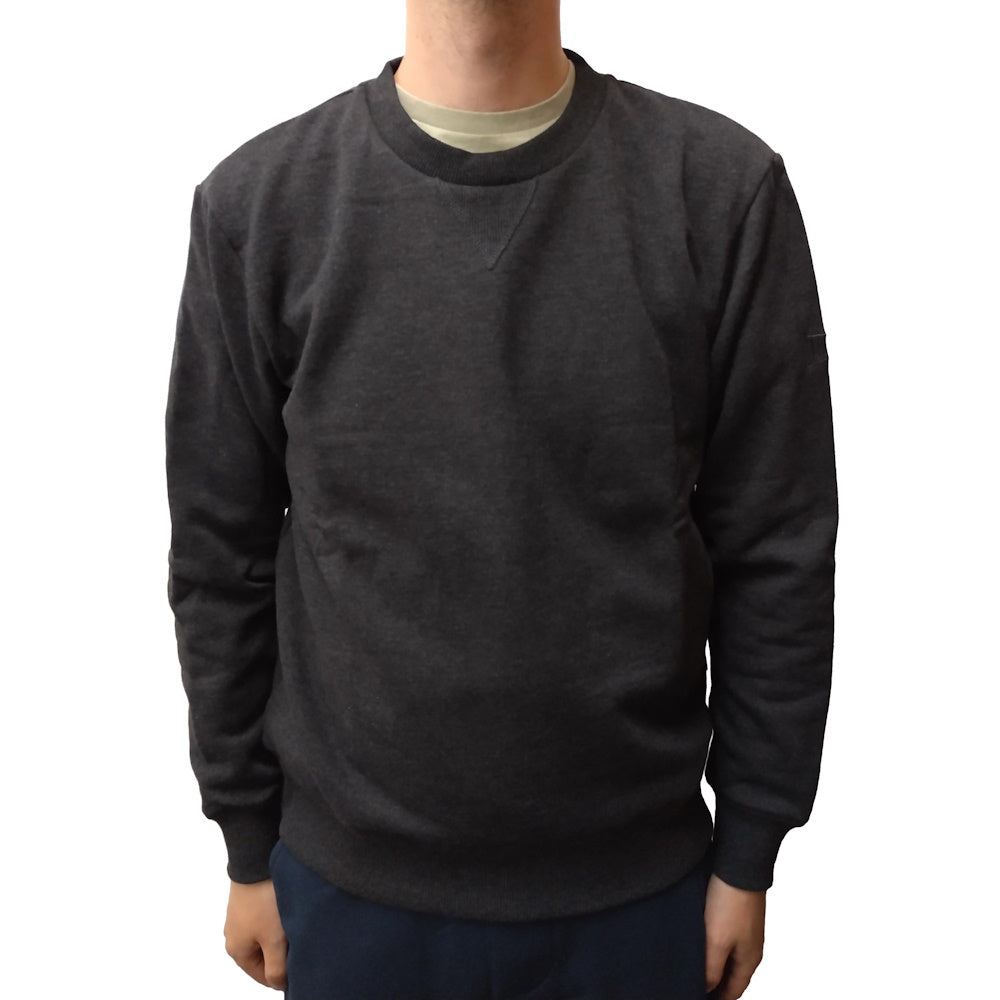 Front of Milton Mens Crew Neck Top in Charcoal