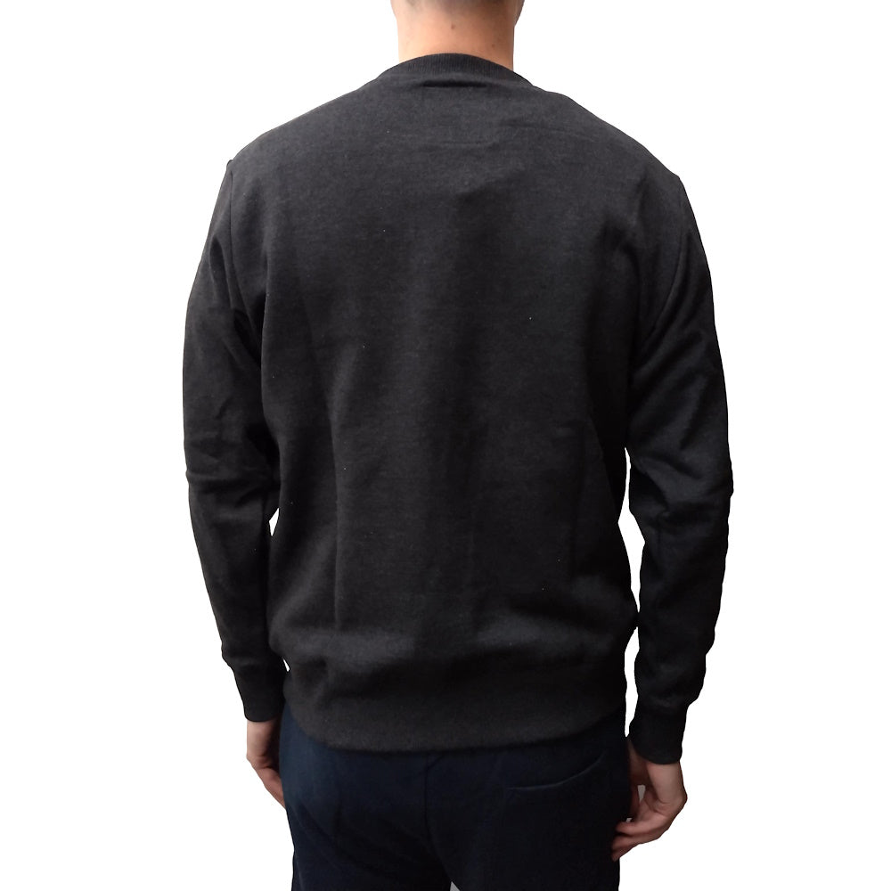 Back of Milton Mens Crew Neck Top in Charcoal