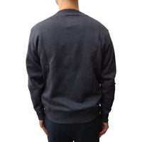 Back of Milton Mens Crew Neck Top in Navy