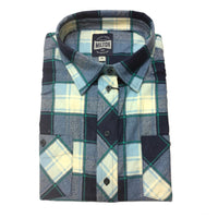 Milton Womens Full Button Flannelette Shirt in Navy/Sky