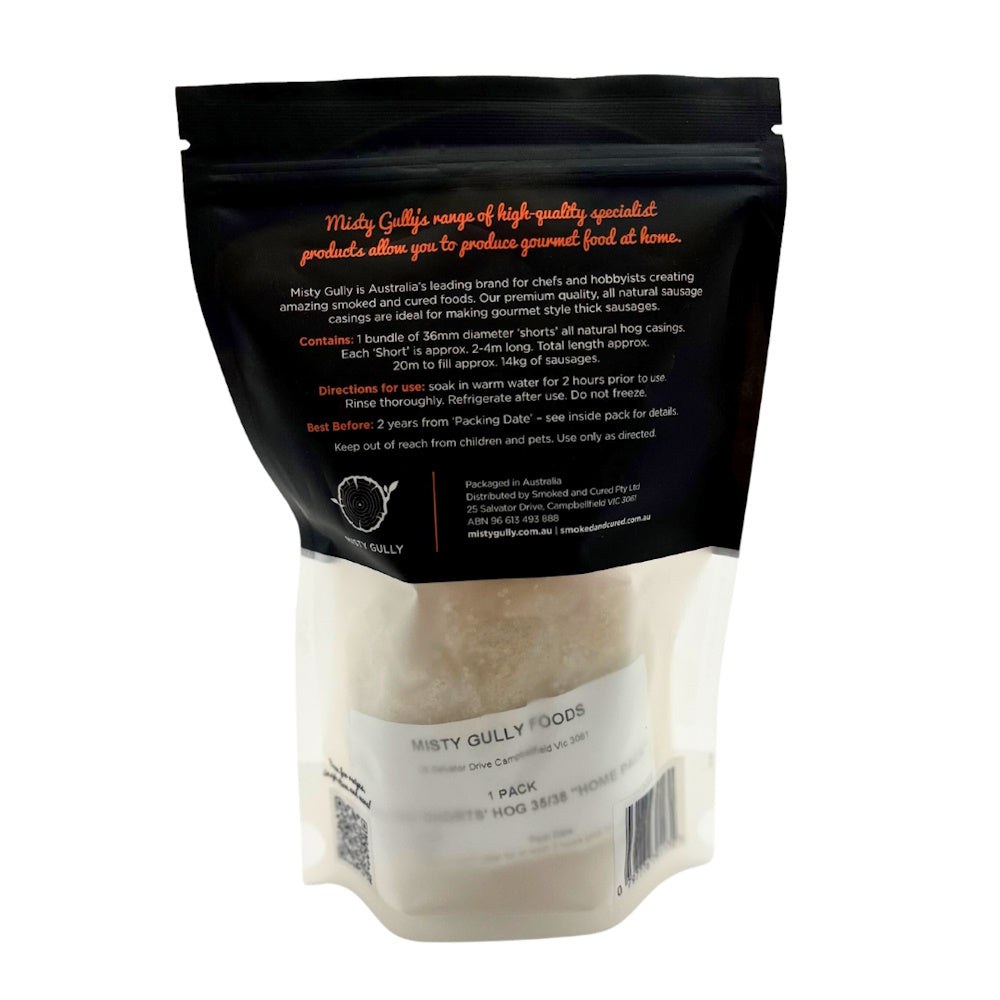 Back of Misty Gully All Natural Hog Casings Home Pack 36mm