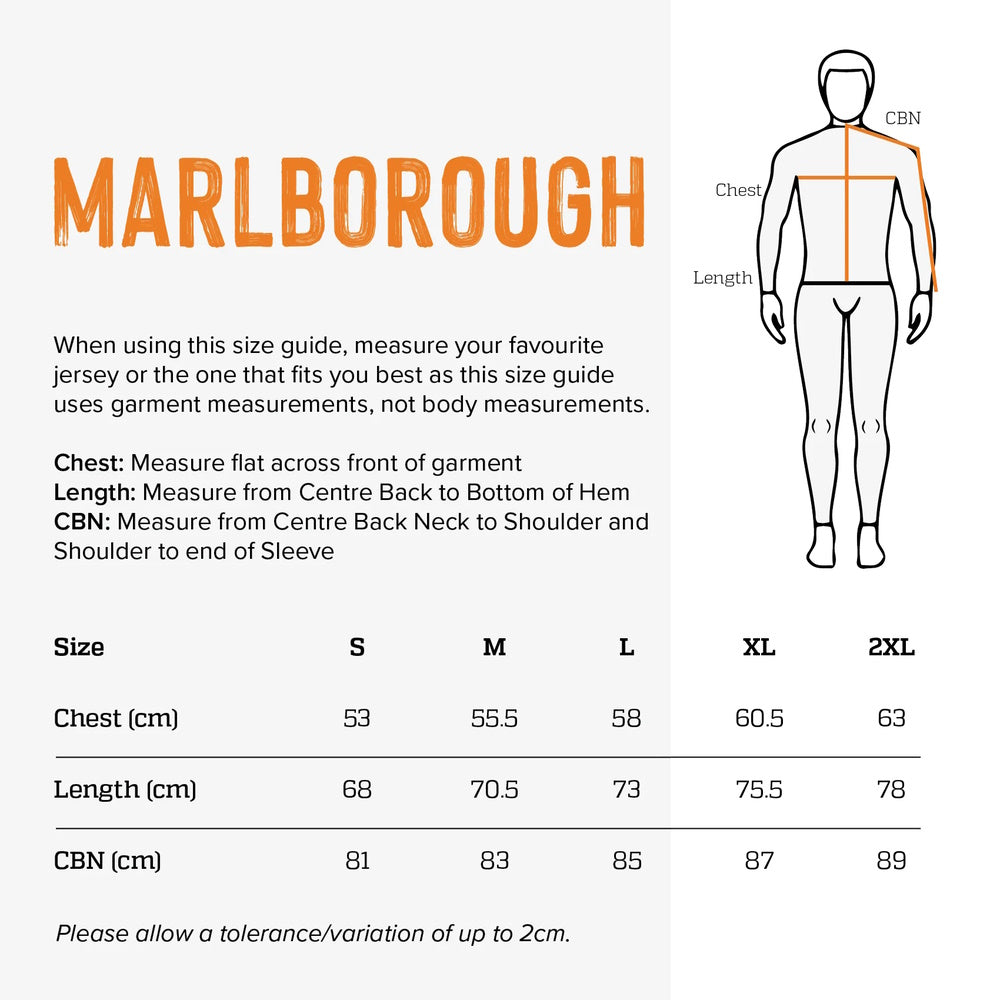 Size guide for MKM Marlborough