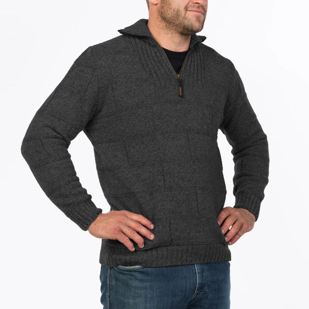 Front of MKM Mens Marlborough Jumper in Charcoal