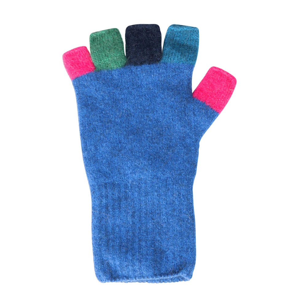 Native World Multi Fingerless Gloves in Cornflower