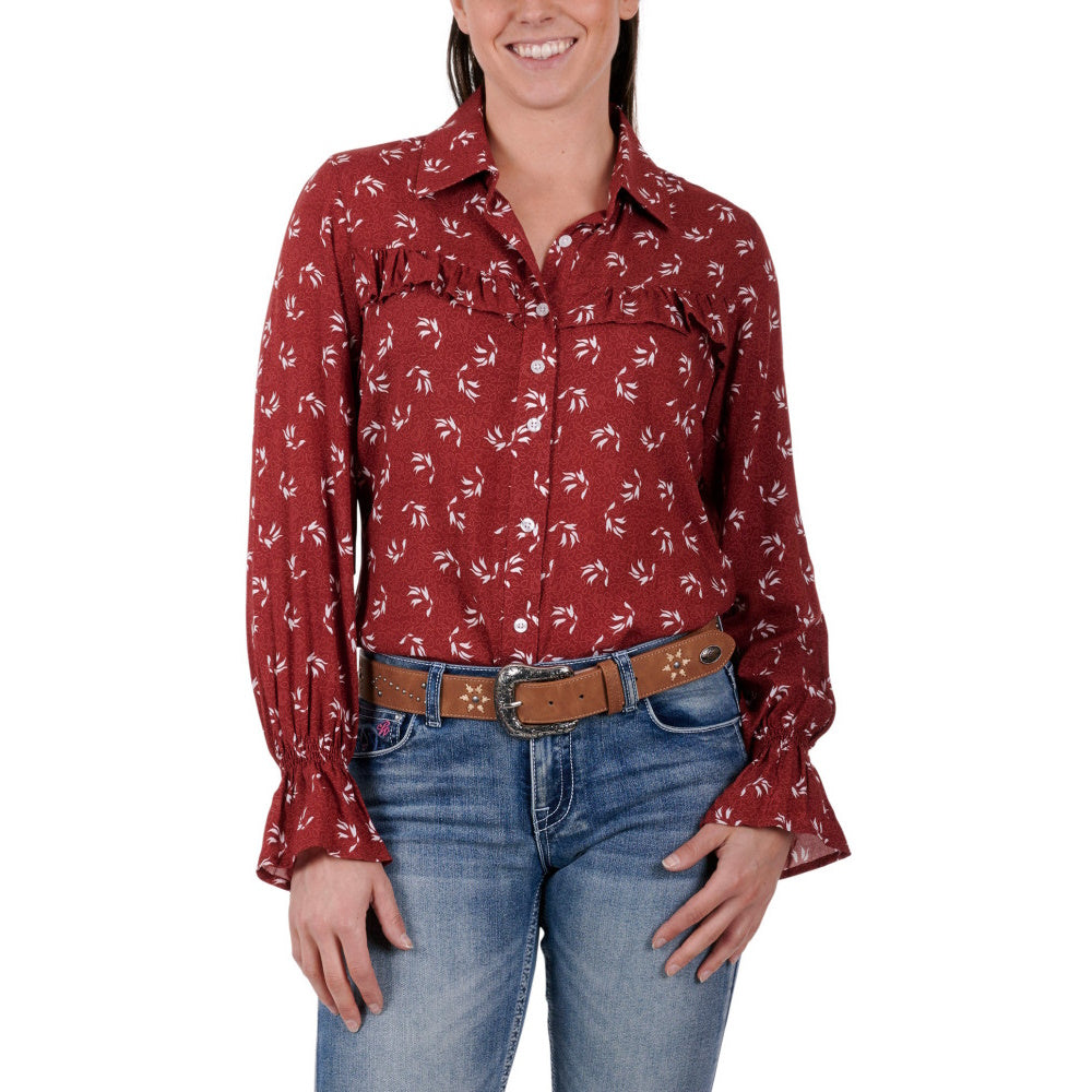 Front of Pure Western Womens Nylah Print Long Sleeve Shirt