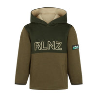 Green Ridgeline kids hoodie with 'RLNZ' branding on a white background