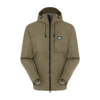 Teak Ridgeline men's gradient jacket with a hood, zippered hand pockets, and an adjustable hem, displayed against a plain background.