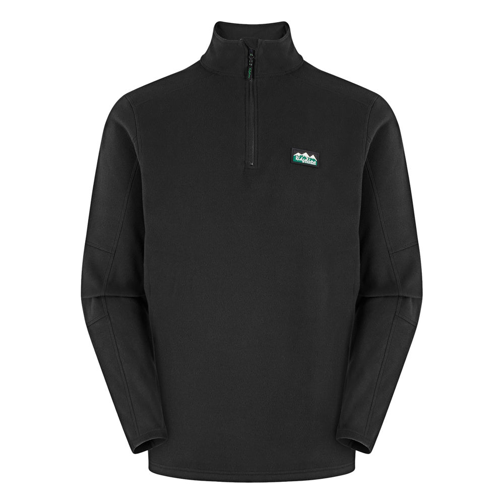 Black quarter-zip pullover with Ridgeline logo on the chest