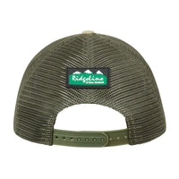 Back of Olive Ridgeline RLNZ Trucker Cap