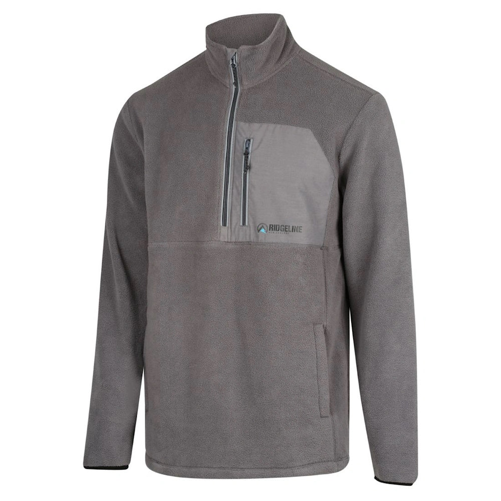 Front of Ridgeline Waterline Rig Fleece Top in Grey Marle
