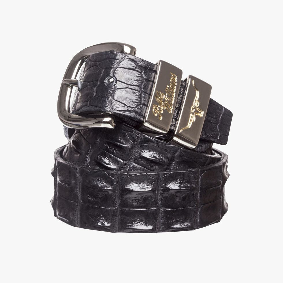 R.M.Williams Crocodile Leather Welltree Belt in Black