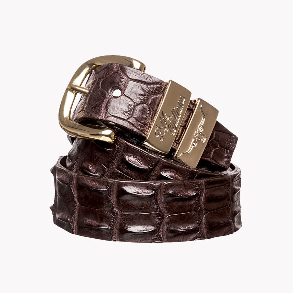 R.M.Williams Crocodile Leather Welltree Belt in Chestnut