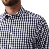 R.M.Williams Mens Collins Button Down Long Sleeve Shirt (Navy/White)