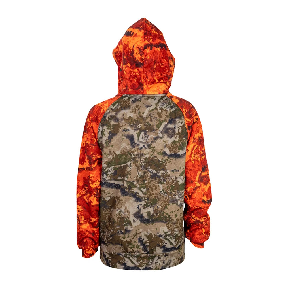 Back of Spika Kids GO Classic Hoodie in Biarri & Blaze Camo