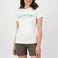 Front of Swanndri Womens Traverse Printed Tee in White