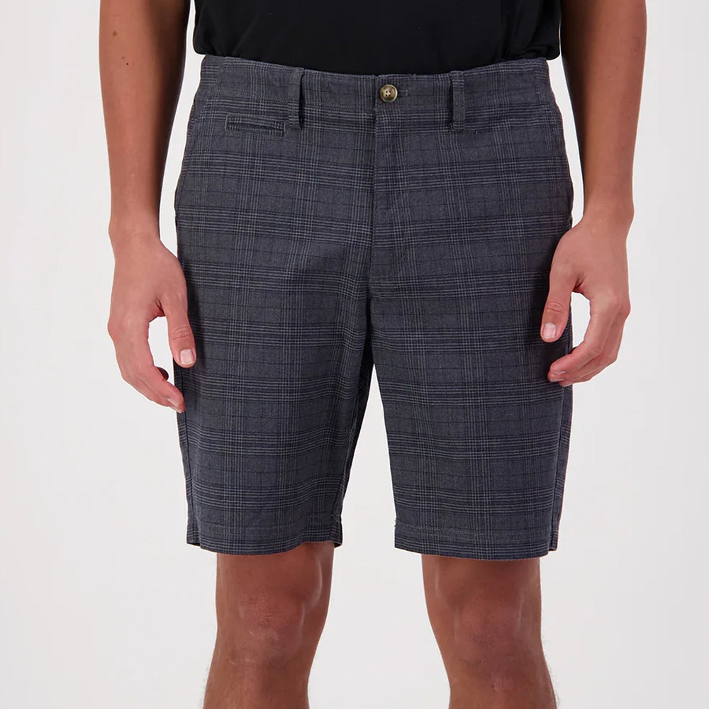 Swanndri Mens Kensington Chino Shorts in Charcoal Grid
