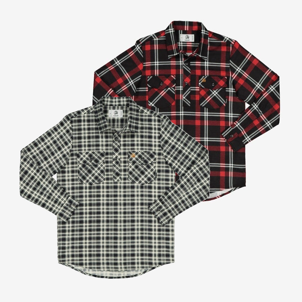 Swanndri Kids Egmont Half Button Flannelette Shirt Twin Pack