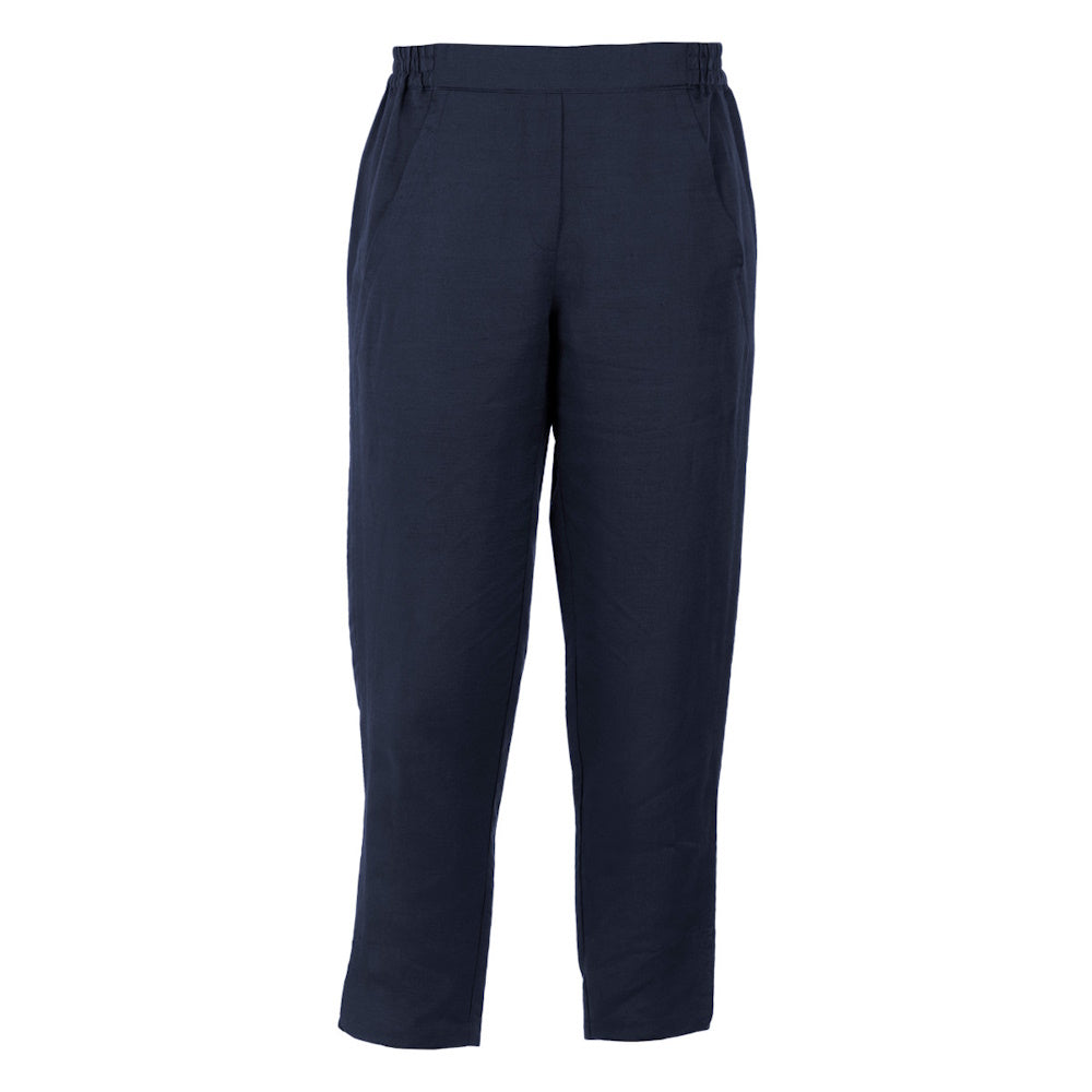 Front of Thomas Cook Womens Ellie Linen Crop Pants in Navy