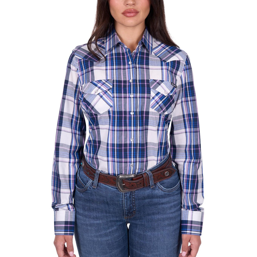 Wrangler® Womens Peyton Check Western Long Sleeve Shirt