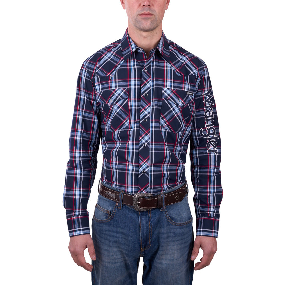 Wrangler® Mens Hugo Logo Long Sleeve Shirt