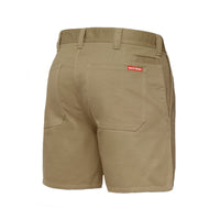 Back of Hard Yakka Drill Shorts with Belt Loops in Khaki