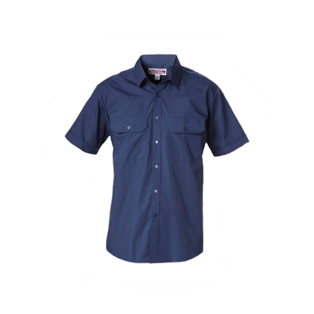 Hard Yakka Permanent Press Short Sleeve Shirt in Navy