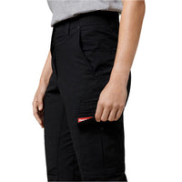 Side view of Hard Yakka Womens Slim Fit Ripstop Cargo Pants in Black