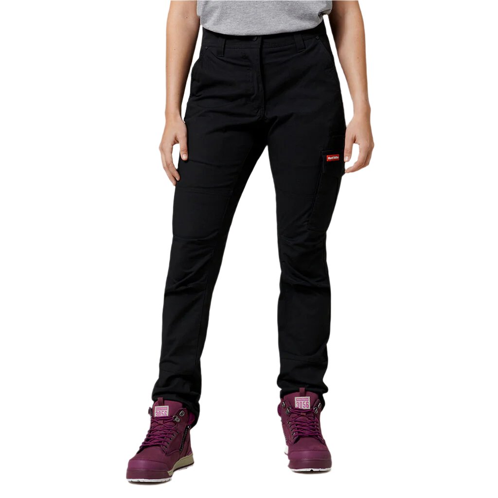 Front view of Hard Yakka Womens Slim Fit Ripstop Cargo Pants in Black
