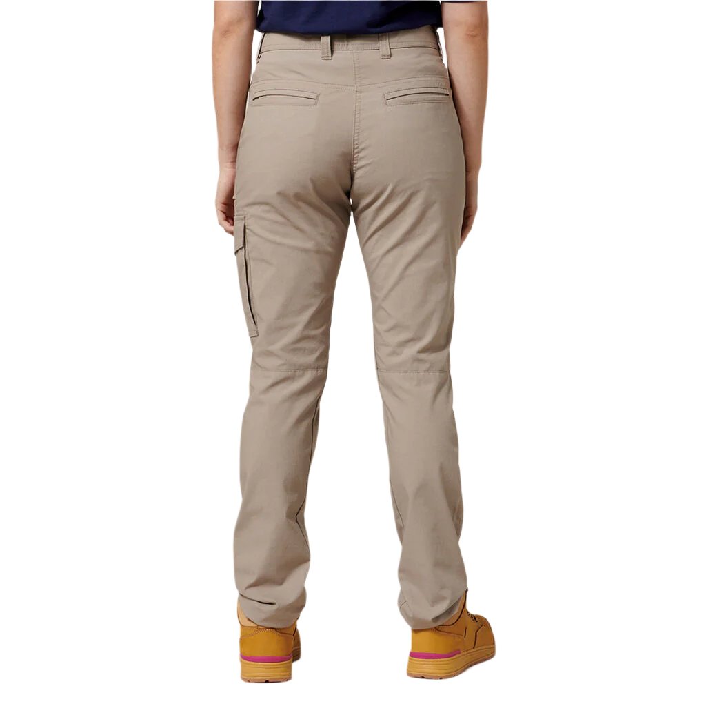 Back of Hard Yakka Womens Slim Fit Ripstop Cargo Pants in Desert