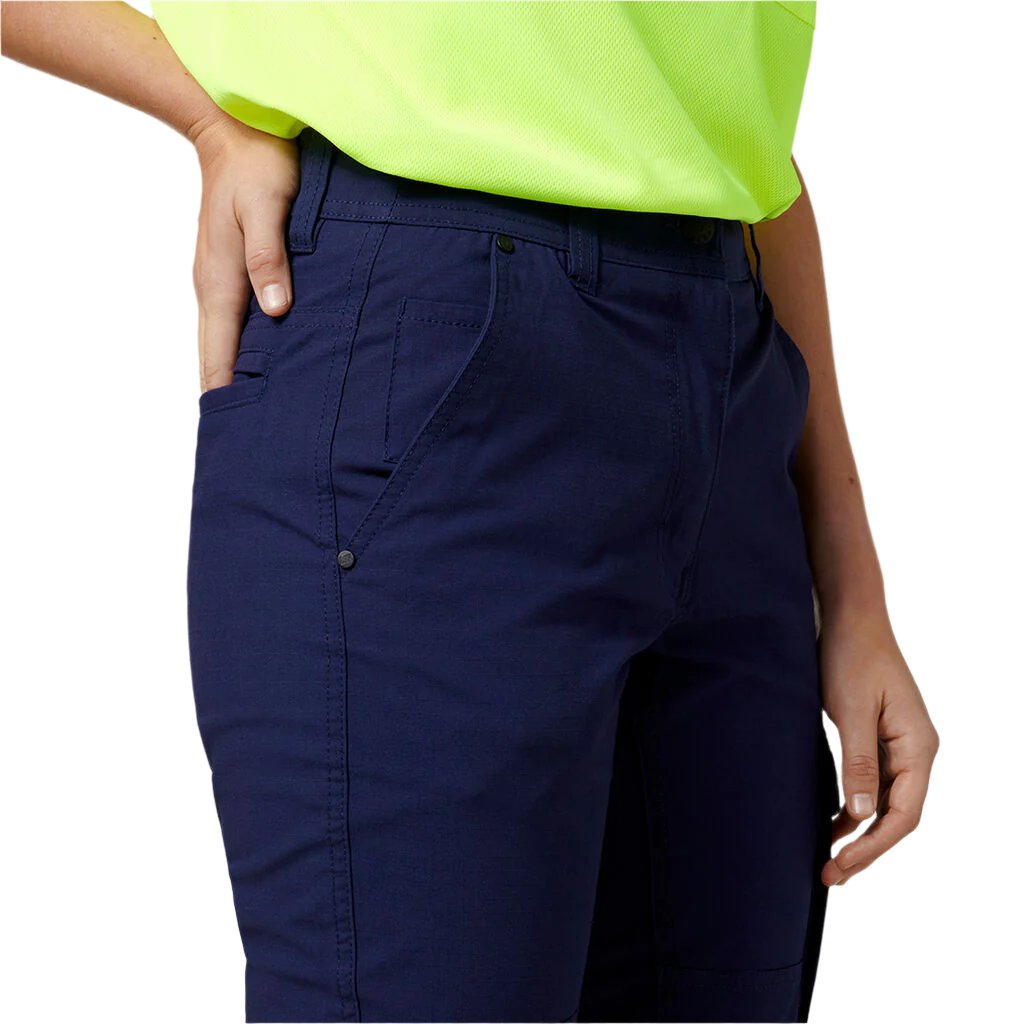 Side view of Hard Yakka Womens Slim Fit Ripstop Cargo Pants in Navy