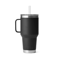 Back of Black Yeti Rambler 35oz Straw Mug