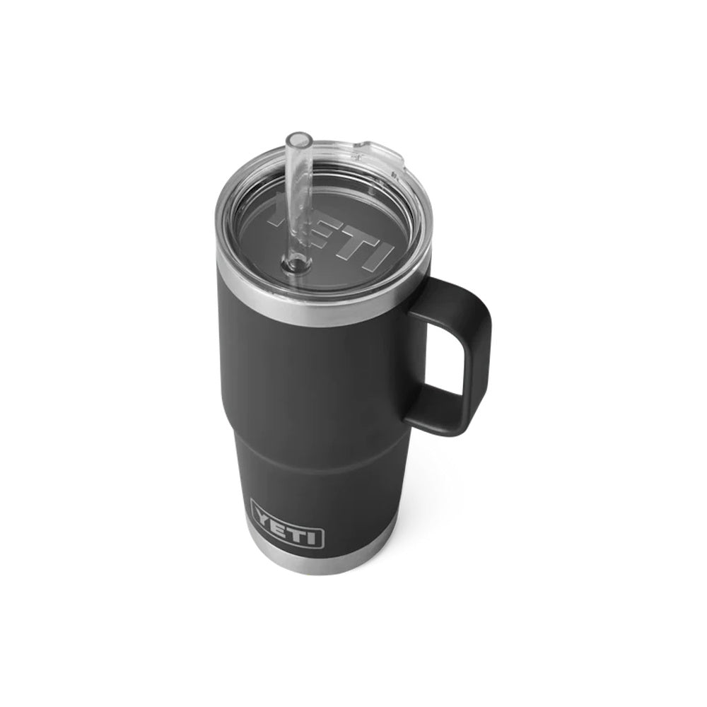 Top of Black Yeti Rambler 35oz Straw Mug