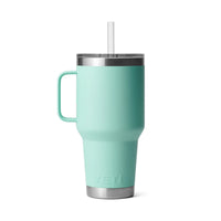 Back of Seafoam Yeti Rambler 35oz Straw Mug