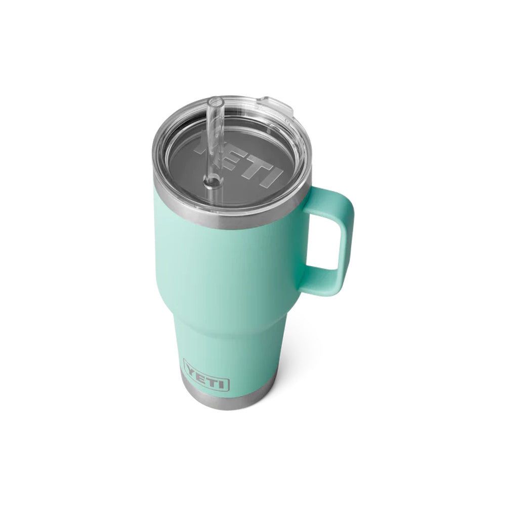 Top down of Seafoam Yeti Rambler 35oz Straw Mug