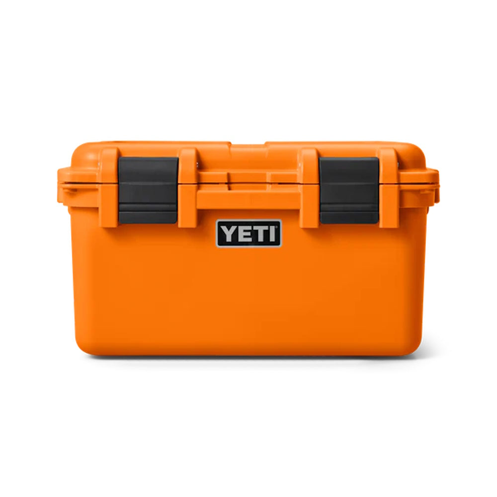 Front of Yeti LoadOut GoBox 30 Gear Case in King Crab Orange