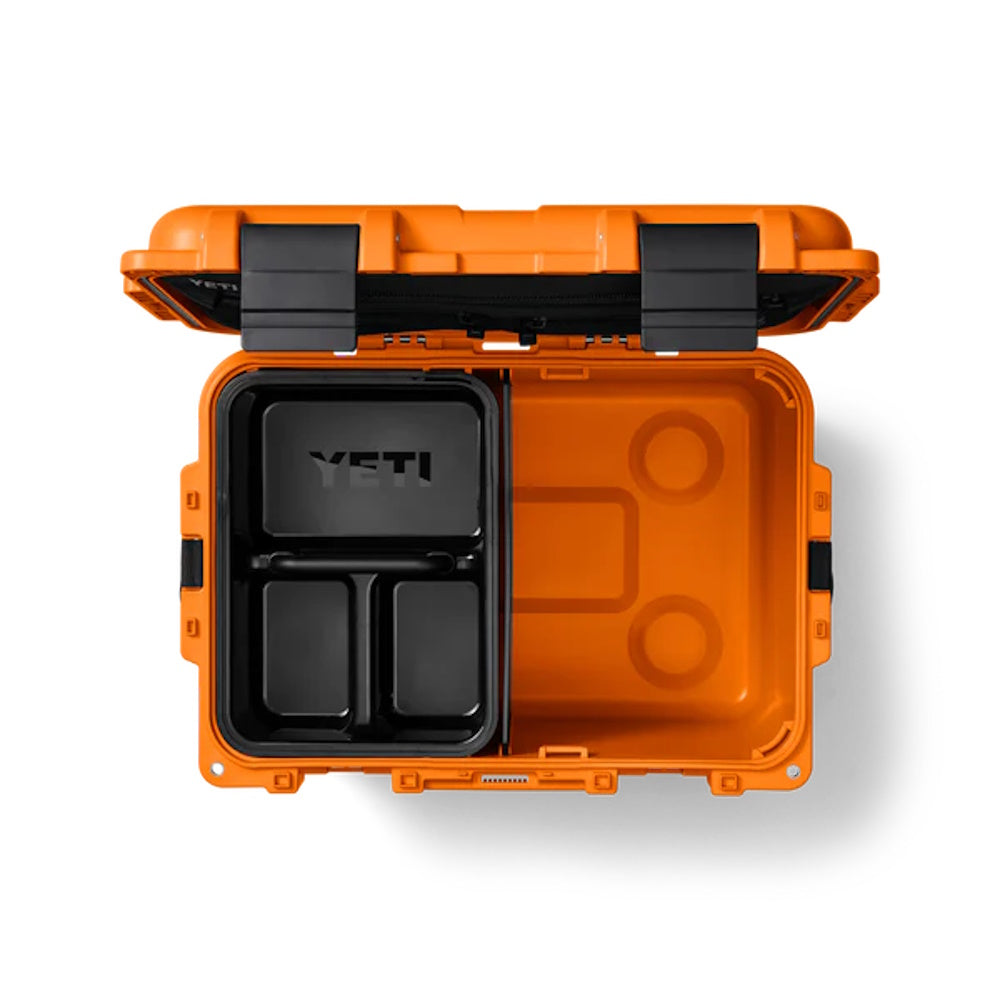 Top down view of open Orange Yeti LoadOut GoBox 30 Gear Case