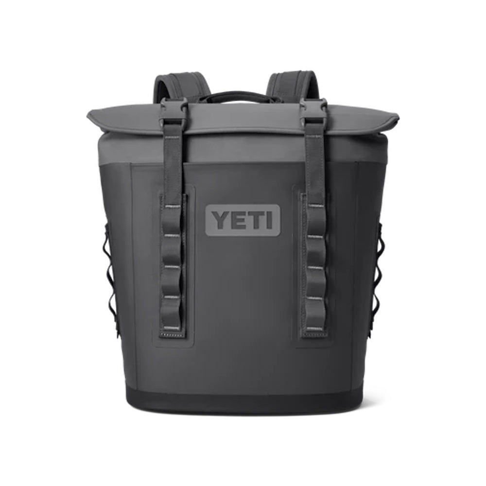 Front of top closed Yeti Hopper M12 Soft Backpack Cooler in Charcoal