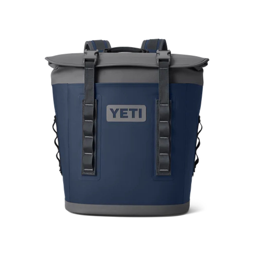 Front of Navy Yeti Hopper M12 Soft Backpack Cooler