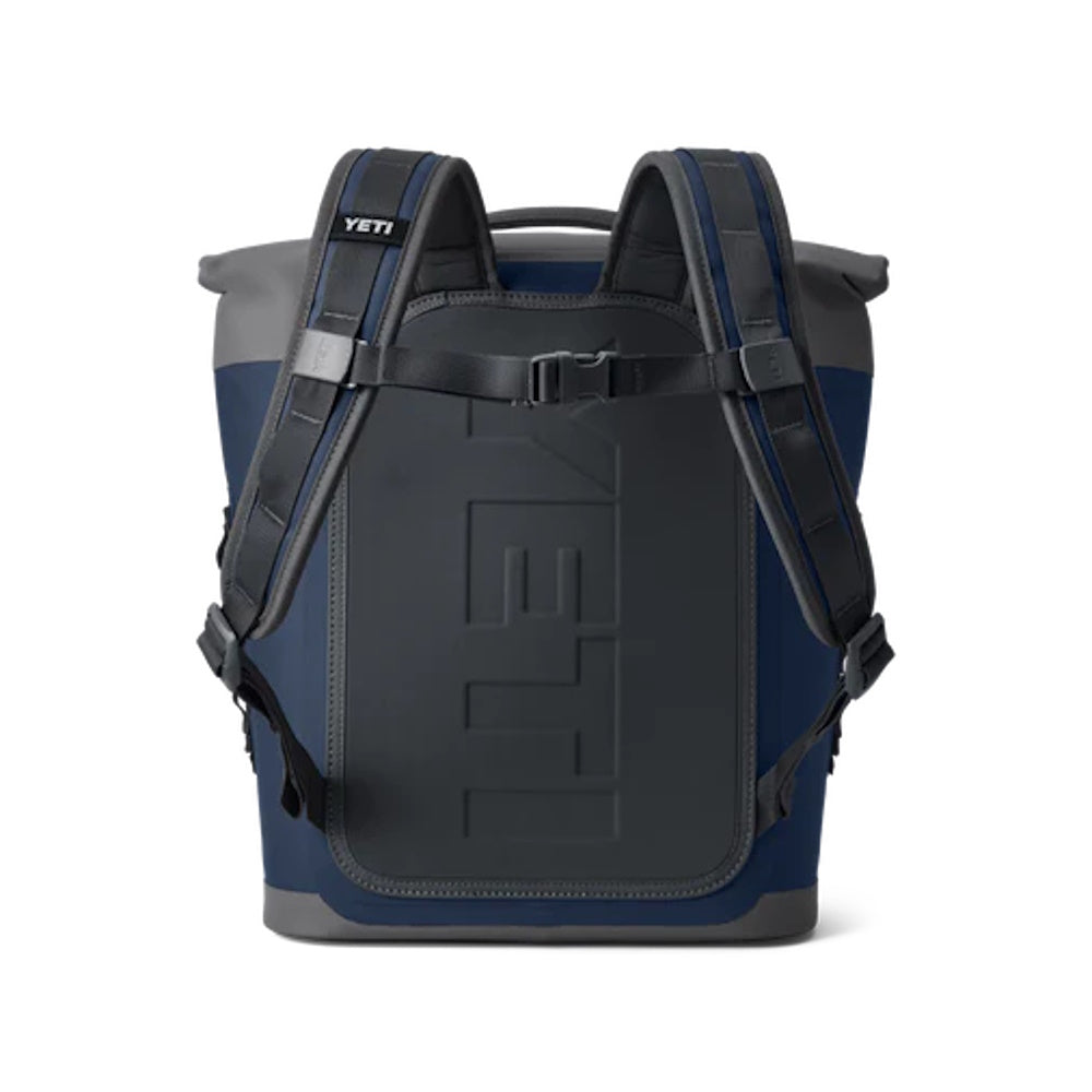 Back of Navy Yeti Hopper M12 Soft Backpack Cooler