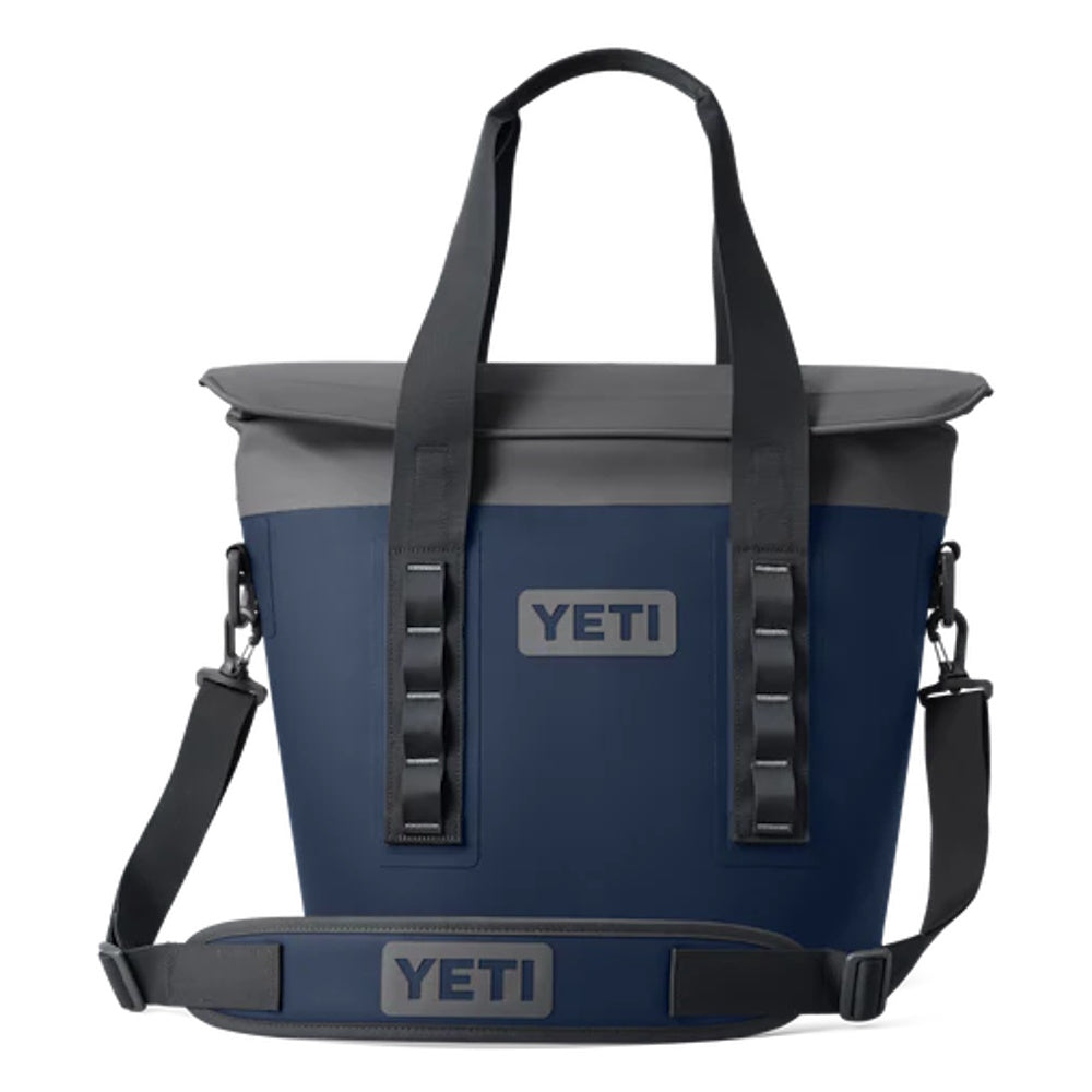Front of Navy Yeti Hopper M15 Soft Cooler