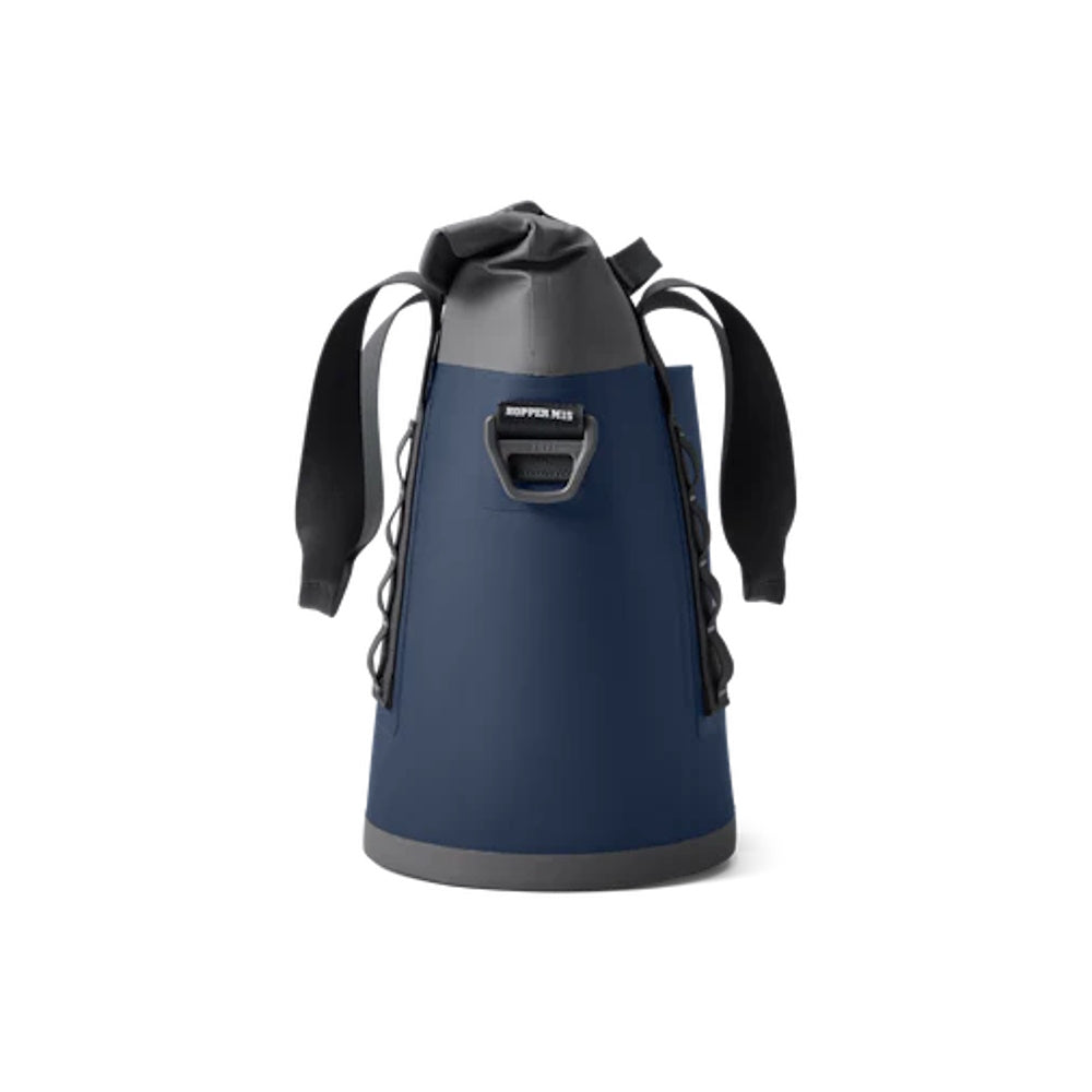 Side of Navy Yeti Hopper M15 Soft Cooler
