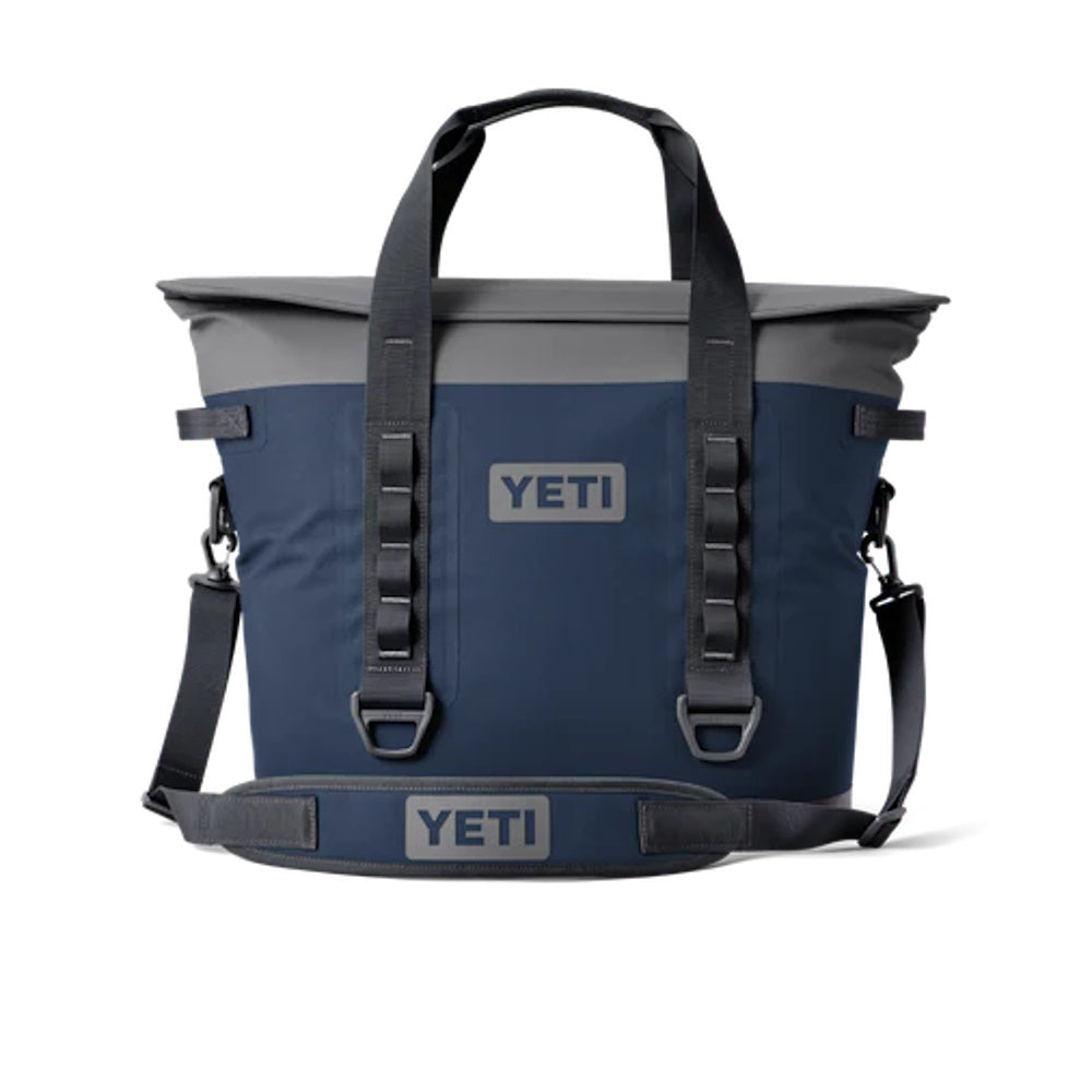 Front of Navy Yeti Hopper M30 Soft Cooler