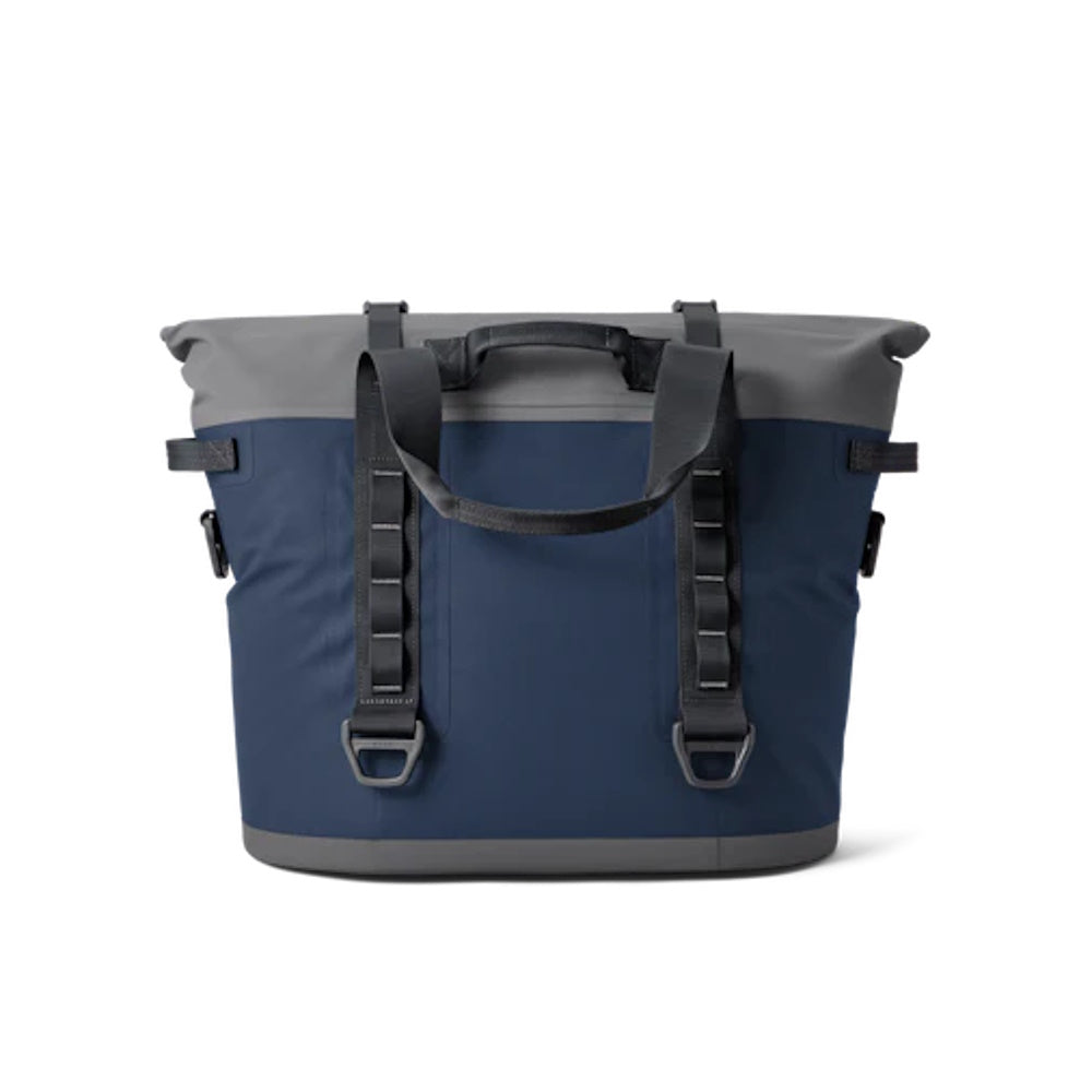 Back of Navy Yeti Hopper M30 Soft Cooler